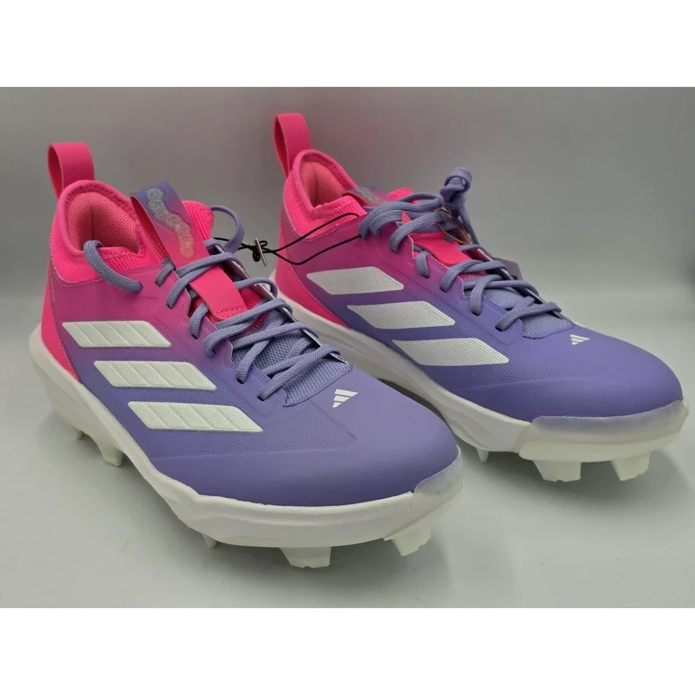 Adidas Adizero TPU Candy Pink White Purple Baseball Molded Cleats Mens Size 10